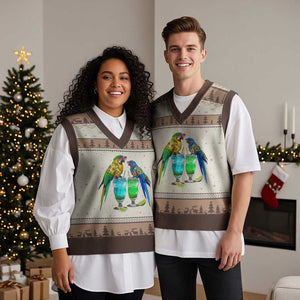 Hawaiian Parrots Drinking Margaritas V-Neck Knit Sweater Vest Beach Vacation Gift