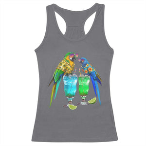 Hawaiian Parrots Drinking Margaritas Racerback Tank Top Beach Vacation Gift