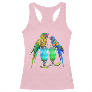 Hawaiian Parrots Drinking Margaritas Racerback Tank Top Beach Vacation Gift