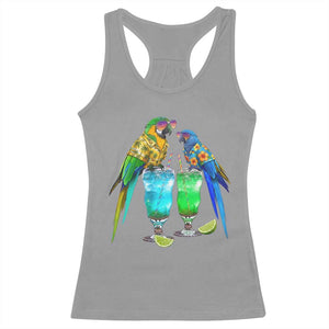 Hawaiian Parrots Drinking Margaritas Racerback Tank Top Beach Vacation Gift