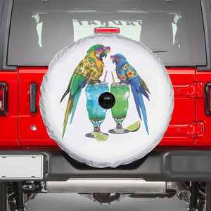 Hawaiian Parrots Drinking Margaritas Spare Tire Cover Beach Vacation Gift TS12 White Print Your Wear