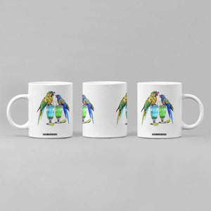 Hawaiian Parrots Drinking Margaritas Coffee Mug Beach Vacation Gift