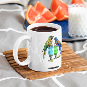 Hawaiian Parrots Drinking Margaritas Coffee Mug Beach Vacation Gift