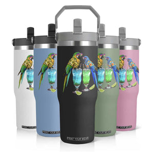Hawaiian Parrots Drinking Margaritas Flip Straw Tumbler Beach Vacation Gift TS12 Print Your Wear