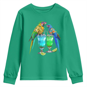 Hawaiian Parrots Drinking Margaritas Youth Sweatshirt Beach Vacation Gift TS12 Irish Green Print Your Wear