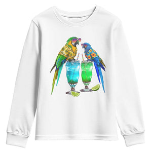 Hawaiian Parrots Drinking Margaritas Youth Sweatshirt Beach Vacation Gift TS12 White Print Your Wear