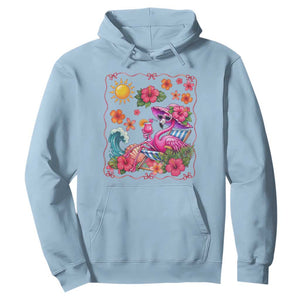 Funny Flamingo Tropical Floral Summer Vacation Graphic Hoodie TS12 Light Blue Print Your Wear