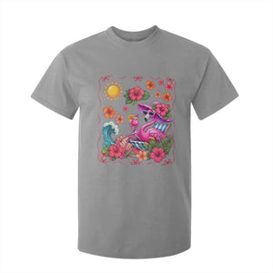 Funny Flamingo Tropical Floral Summer Vacation Graphic T Shirt For Kid TS12 Sport Gray Print Your Wear