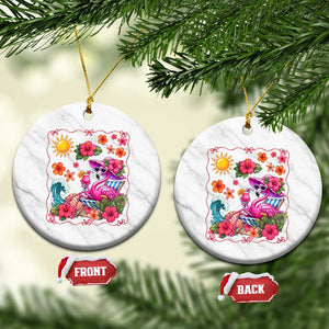 Funny Flamingo Tropical Floral Summer Vacation Graphic Ceramic Ornament TS12 1pc White Marble Print Your Wear