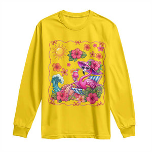 Funny Flamingo Tropical Floral Summer Vacation Graphic Long Sleeve Shirt TS12 Daisy Print Your Wear