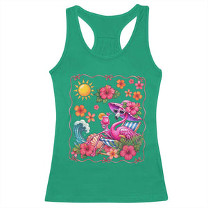 Funny Flamingo Tropical Floral Summer Vacation Graphic Racerback Tank Top TS12 Irish Green Print Your Wear