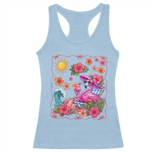 Funny Flamingo Tropical Floral Summer Vacation Graphic Racerback Tank Top TS12 Light Blue Print Your Wear