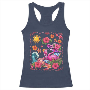 Funny Flamingo Tropical Floral Summer Vacation Graphic Racerback Tank Top TS12 Navy Print Your Wear