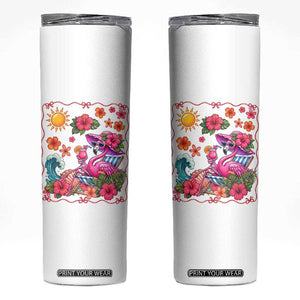Funny Flamingo Tropical Floral Summer Vacation Graphic Skinny Tumbler TS12 White Print Your Wear