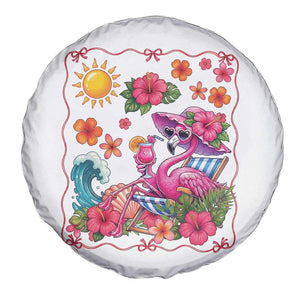 Funny Flamingo Tropical Floral Summer Vacation Graphic Spare Tire Cover TS12 Print Your Wear
