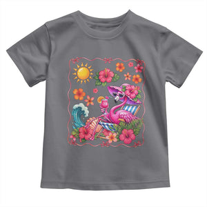 Funny Flamingo Tropical Floral Summer Vacation Graphic Toddler T Shirt TS12 Charcoal Print Your Wear