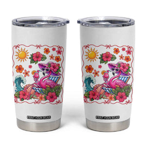 Funny Flamingo Tropical Floral Summer Vacation Graphic Tumbler Cup TS12 White Print Your Wear