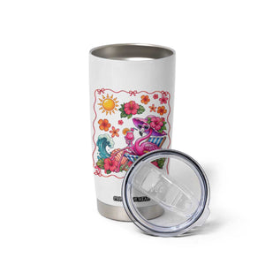 Funny Flamingo Tropical Floral Summer Vacation Graphic Tumbler Cup TS12 Print Your Wear