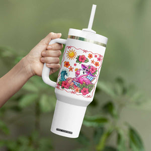 Funny Flamingo Tropical Floral Summer Vacation Graphic Tumbler With Handle TS12 Print Your Wear