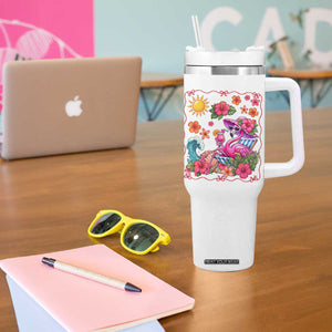 Funny Flamingo Tropical Floral Summer Vacation Graphic Tumbler With Handle TS12 Print Your Wear