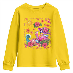 Funny Flamingo Tropical Floral Summer Vacation Graphic Youth Sweatshirt TS12 Daisy Print Your Wear