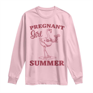 Flamingo Pregnancy Announcement Long Sleeve Shirt Summer Beach Mom To Be Gift TS12 Light Pink Print Your Wear