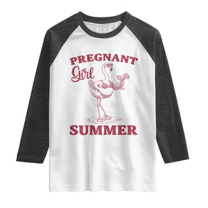 Flamingo Pregnancy Announcement Raglan Shirt Summer Beach Mom To Be Gift TS12 White Heather Charcoal Print Your Wear