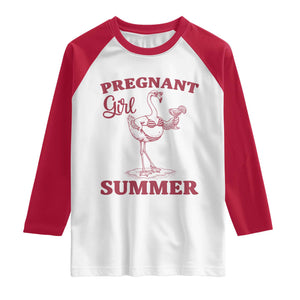 Flamingo Pregnancy Announcement Raglan Shirt Summer Beach Mom To Be Gift TS12 White Red Print Your Wear