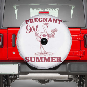 Flamingo Pregnancy Announcement Spare Tire Cover Summer Beach Mom To Be Gift TS12 White Print Your Wear