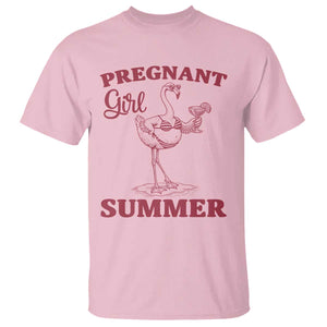 Flamingo Pregnancy Announcement T Shirt Summer Beach Mom To Be Gift TS12 Light Pink Print Your Wear