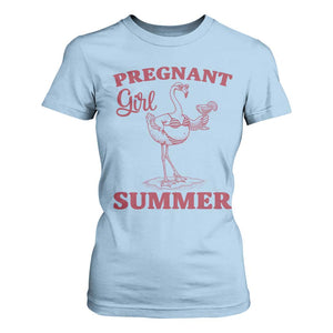 Flamingo Pregnancy Announcement T Shirt For Women Summer Beach Mom To Be Gift TS12 Light Blue Print Your Wear