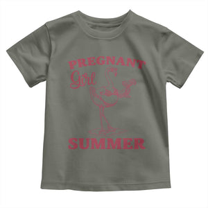 Flamingo Pregnancy Announcement Toddler T Shirt Summer Beach Mom To Be Gift TS12 Military Green Print Your Wear