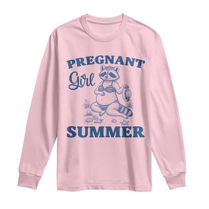 Raccoon Pregnancy Announcement Long Sleeve Shirt Summer Beach Mom To Be Gift TS12 Light Pink Print Your Wear