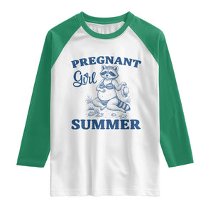 Raccoon Pregnancy Announcement Raglan Shirt Summer Beach Mom To Be Gift