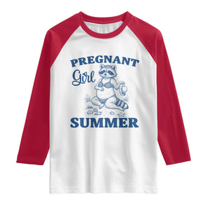 Raccoon Pregnancy Announcement Raglan Shirt Summer Beach Mom To Be Gift