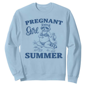 Raccoon Pregnancy Announcement Sweatshirt Summer Beach Mom To Be Gift TS12 Light Blue Print Your Wear