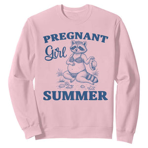 Raccoon Pregnancy Announcement Sweatshirt Summer Beach Mom To Be Gift TS12 Light Pink Print Your Wear