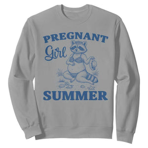Raccoon Pregnancy Announcement Sweatshirt Summer Beach Mom To Be Gift TS12 Sport Gray Print Your Wear