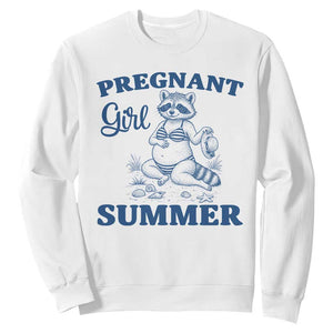 Raccoon Pregnancy Announcement Sweatshirt Summer Beach Mom To Be Gift TS12 White Print Your Wear
