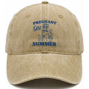 Raccoon Pregnancy Announcement Washed Cotton Baseball Cap Summer Beach Mom To Be Gift TS12 Print Your Wear