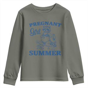 Raccoon Pregnancy Announcement Youth Sweatshirt Summer Beach Mom To Be Gift TS12 Military Green Print Your Wear