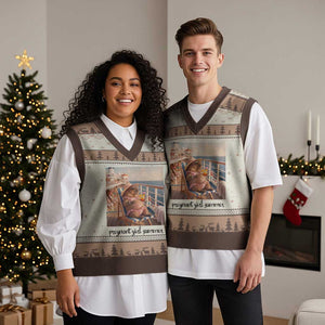 Summer Capybara Pregnancy V-Neck Knit Sweater Vest Baby Announcement Gift TS12 Mocha Mousse Print Your Wear