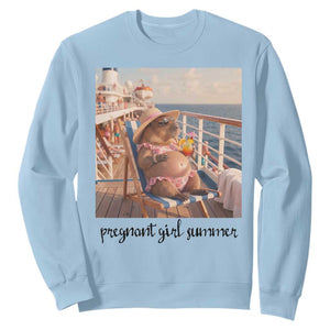 Summer Capybara Pregnancy Sweatshirt Baby Announcement Gift TS12 Light Blue Print Your Wear