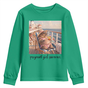 Summer Capybara Pregnancy Youth Sweatshirt Baby Announcement Gift TS12 Irish Green Print Your Wear