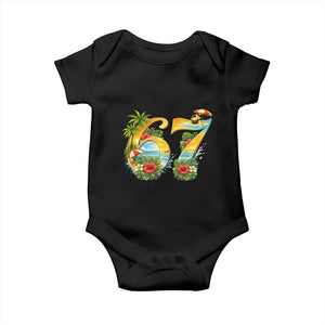 Hawaii Six Seven Baby Onesie Tropical Hibiscus Vacation Graphic TS12 Black Print Your Wear