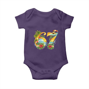 Hawaii Six Seven Baby Onesie Tropical Hibiscus Vacation Graphic TS12 Purple Print Your Wear