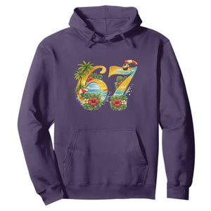 Hawaii Six Seven Hoodie Tropical Hibiscus Vacation Graphic TS12 Purple Print Your Wear