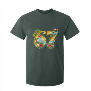 Hawaii Six Seven T Shirt For Kid Tropical Hibiscus Vacation Graphic TS12 Dark Forest Green Print Your Wear