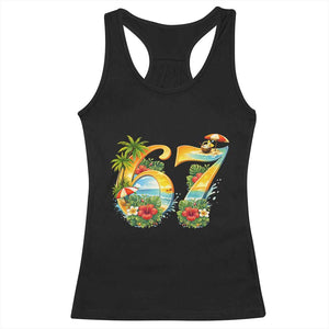 Hawaii Six Seven Racerback Tank Top Tropical Hibiscus Vacation Graphic TS12 Black Print Your Wear