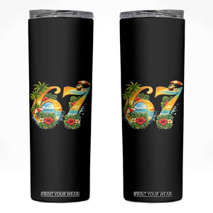 Hawaii Six Seven Skinny Tumbler Tropical Hibiscus Vacation Graphic TS12 Black Print Your Wear